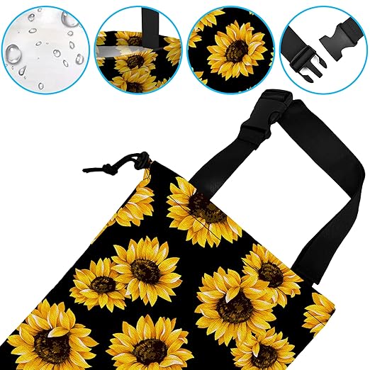 Car Trash Bag Sunflower Car Garbage Bag Hanging Car Trash Can for Back Seat with Drawstring