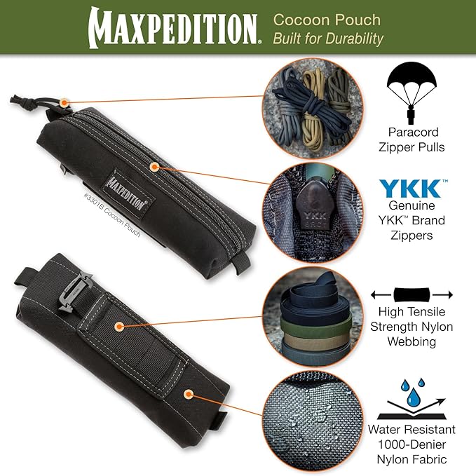 Maxpedition Gear Cocoon Pouch, Black, Medium