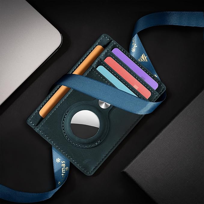 Hawanik Slim Minimalist Front Pocket Air Tag Wallet, RFID Blocking Card Holder Wallet with Airtag Holder