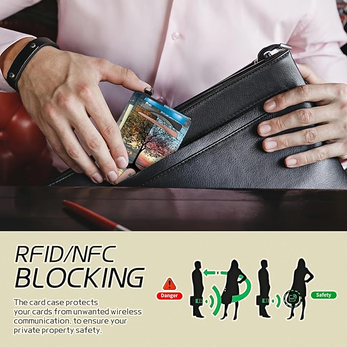 Small Travel Wallets, Day and Night Art Tree Slim Minimalist Front Pocket Wallet with Wristlet, RFID Blocking PU Leather Credit Card Holder with ID Window Change Purse for Men Women
