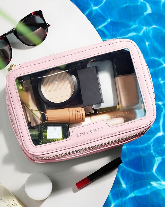Camdeez ROWNYEON Clear Makeup Case Toiletry Bag Multipurpose Travel Makeup Train Case Portable Cosmetic Organizer Transparent Storage Bag