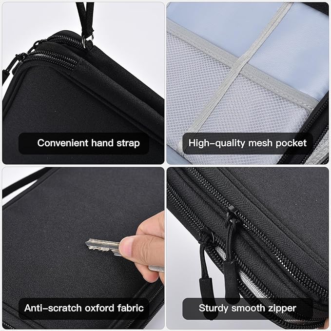 CAAORDKSO Large Electronics Travel Organizer Case, Electronic Accessories Carry Case Portable Waterproof Double Layers Storage Bag for Cord, Cable, Charger, USB, Power Bank, Earphone (Black, X-Large)