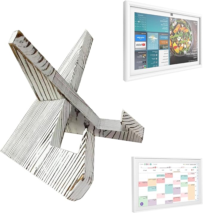 Solid Wood Tabletop Stand for Calenda, ech0 Show 15,ech0 Show 21,ipad,Cookbook,Support Both Horizontal and Vertical Modes. (White)