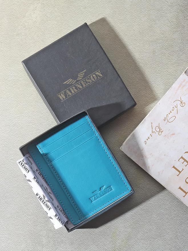 Ultra Slim Leather Wallet Just 0.12 Thick, 6 Card Slots, RFID Blocking, Soft, Durable, Minimalist Genuine Leather, Credit Card Holder for Men & Women Great Gift