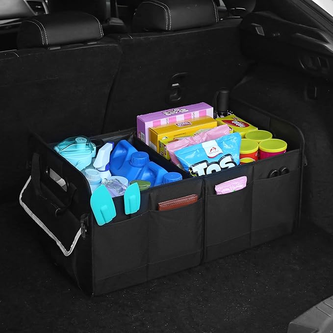 titiyiof Trunk Organizer For Suv & Sedan,Car Organizers and Storage, Waterproof Collapsible & Adjustable Straps,70L Sturdy Car Organization for Car Accessories, Tools,Sundries (Black B, Large-A)