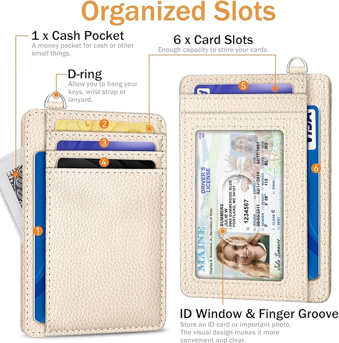 Yonlevres Credit Card Holder for Women, Slim RFID Wallet Front Pocket Small Card Holder, Travel Card Case ID Window PU Leather Cute Funny Thin RFID Blocking Card Organizer Gifts Girls Ladies