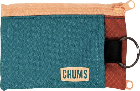 Chums Surfshorts Wallet - Solid Colors Collection, Lightweight Slim Wallet with RFID Blocking Card & Clear ID Window - Zippered Minimalist Wallet w/Key Ring