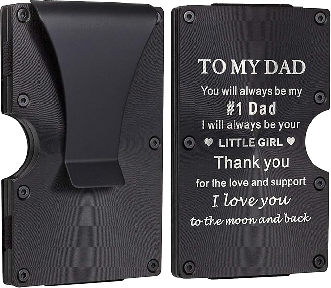 awofer Personalized Carbon Fiber RFID Wallet for Dad with Aluminum Money Clip Fathers Day Gift Engraved Slim Minimalist Card Holder gifts for Dad Perfect Birthday, Christmas Gift Ideas