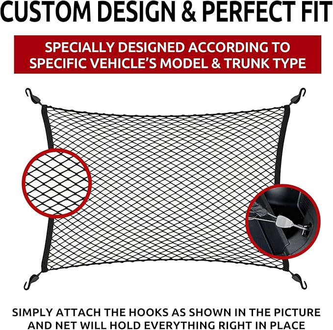 Floor Style Automotive Elastic Trunk Mesh Cargo Net for Ford Bronco Sport 2021-2025 - Premium Trunk Organizers and Storage - Luggage Net for SUV - Best Car Organizer for Ford Bronco Sport