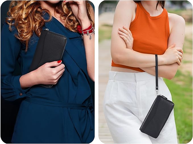 Oak Leathers Smooth Nappa Leather Wallet for Women - RFID Womens Wallet Clutch with 8 Credit Card Holder, Coin Pocket