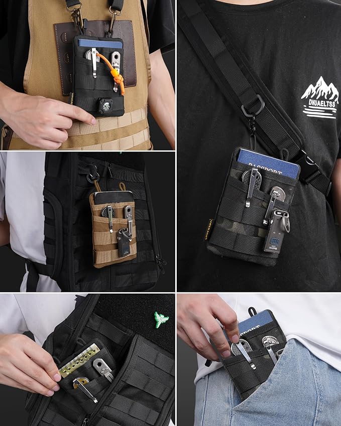 VIPERADE VE3 Tool Pouch Pocket Organizer, Nylon Tool Belt Loop Pouch with 4 Pockets Tool Storage EDC Pouch for Flashlight/Pocket Knife, Tactical Pen, Notebook (OD Green)