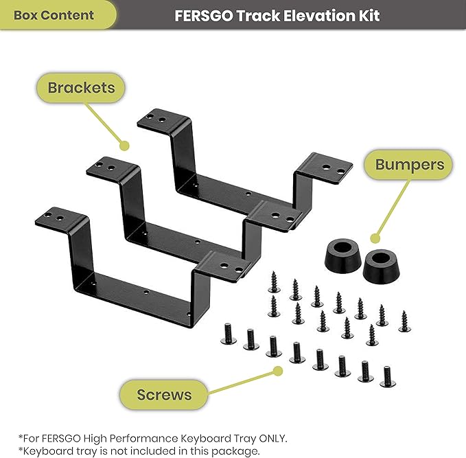 Under Desk Keyboard Tray Track Elevation Kit for 30" x 24" Desk - Easily Install Undermount Tray for Maximum Comfort and Better Posture Even with Desk Underside Bars