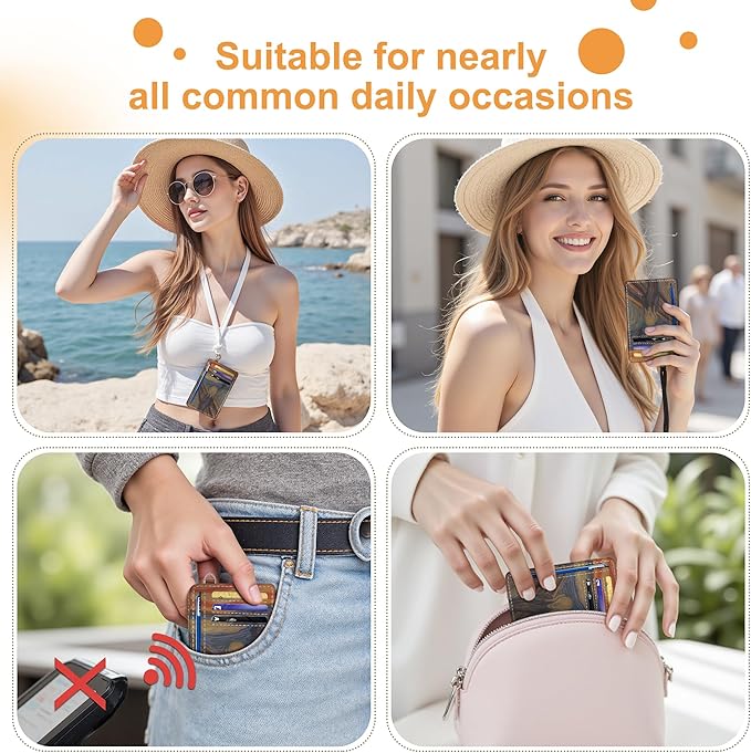SEAVILIA Credit Card Holder for Women, Scream RFID Wallet Women, Slim Minimalist Front Pocket Card Holder, Cute Thin Travel RFID Blocking Card Case, Small Wallets Woman Gifts Girls