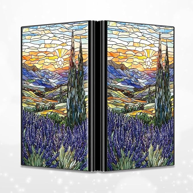 Slim Credit Card Holder, Stained Glass Lavender RFID Blocking Metal Wallet for Men & Women, Aluminum Minimalist Hard Case Pocket-Sized Business Cards Organizer (Fits Up to 10 Cards)