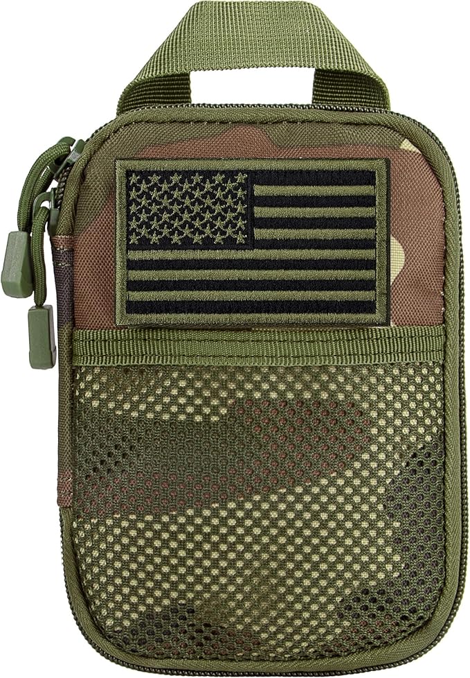 IronSeals Tactical Molle EDC Pouch Utility Tool Pouch Compact Pocket Organizer Pouch with US Flag Patch