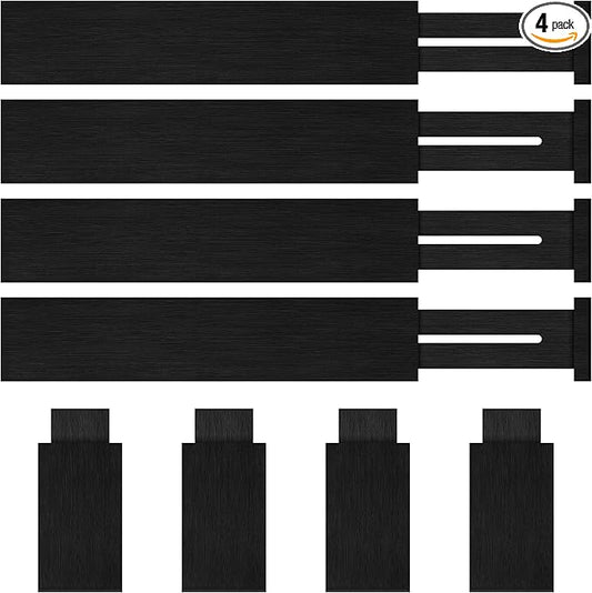 4 Pack Bamboo Drawer Dividers Organizer with Inserts 2.6'' High, Expandable from 12.5-21.7", Adjustable Drawer Organizer Separators for Utensils, Clothing, Office, Dresser, Bedroom, (Black)