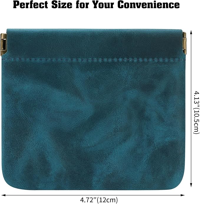 Jack&Chris Mini Coin Purse, Genuine Leather Small Coin Wallet, Leather Squeeze Coin Purse Pouch Change Holder For Men & Women, JC309