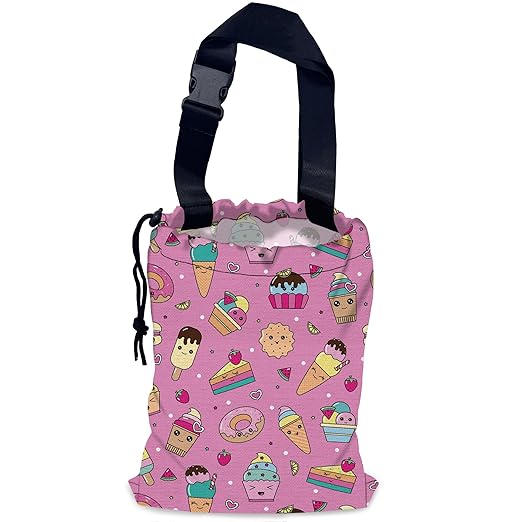 Sweets Ice Cream Car Garbage Bag,Kawaii Dessert Waterproof Small Car Trash Bag Hanging Back of Seat,Drawstring Hanging Car Trash Bag with Adjustable Buckle for Car Accessories