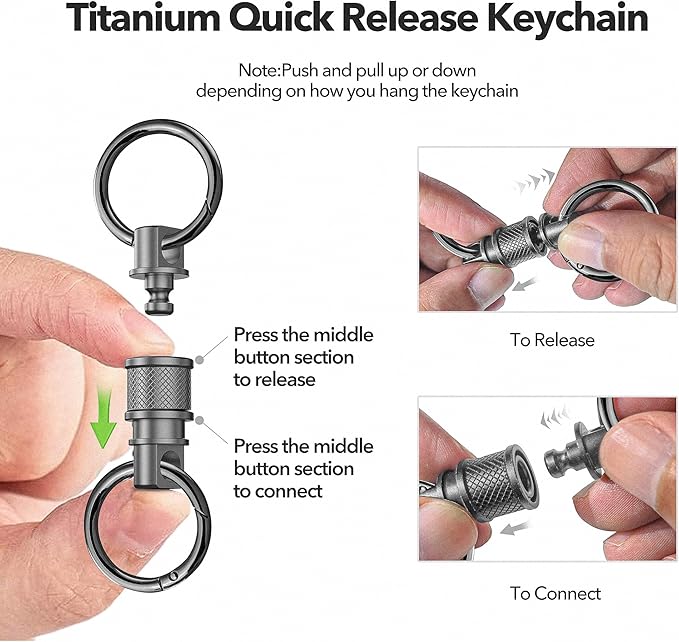 Quick Release Keychain with Detachable Key Rings-Heavy Duty Retractable Key Chain Clip for Men&Wome