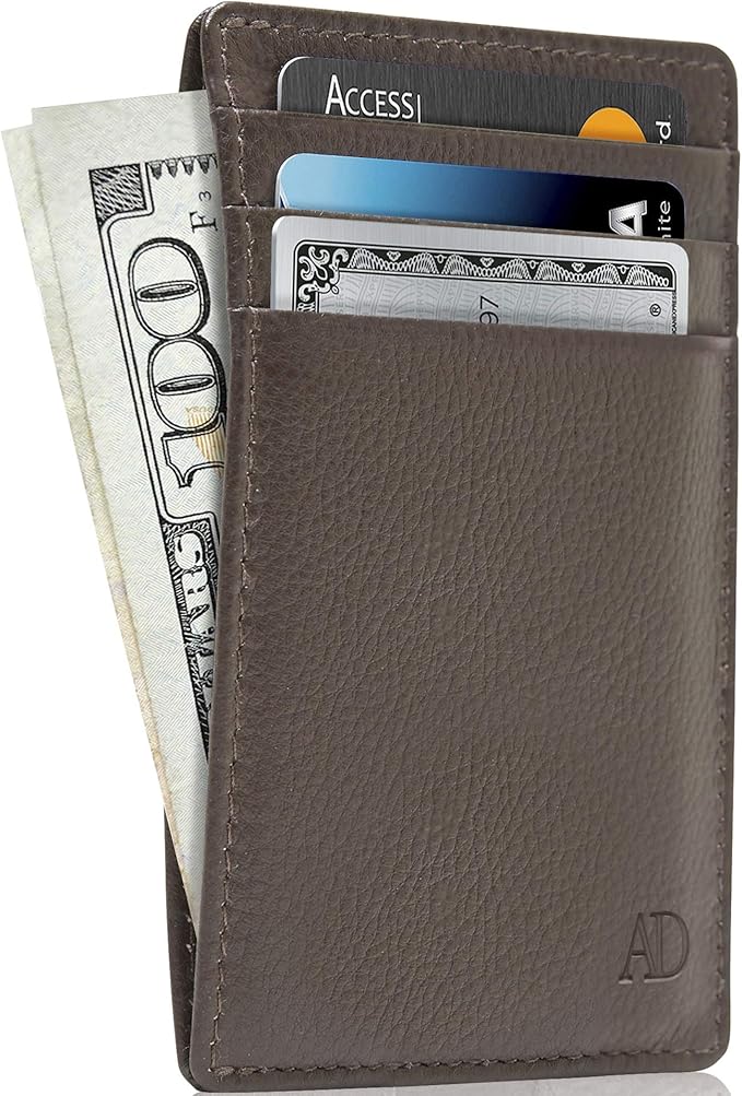 Access Denied Slim Minimalist Wallets For Men & Women - Leather Front Pocket Thin Mens Wallet RFID Credit Card Holder Gifts For Men