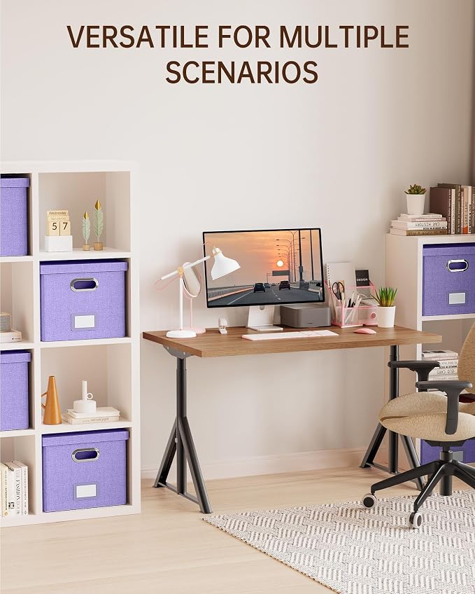 Oterri 2 Pack File Storage Organizer, Filing Box, Portable File Box with Lid, Fit for Letter/Legal File Folder Storage, Document Organizer, Lavender