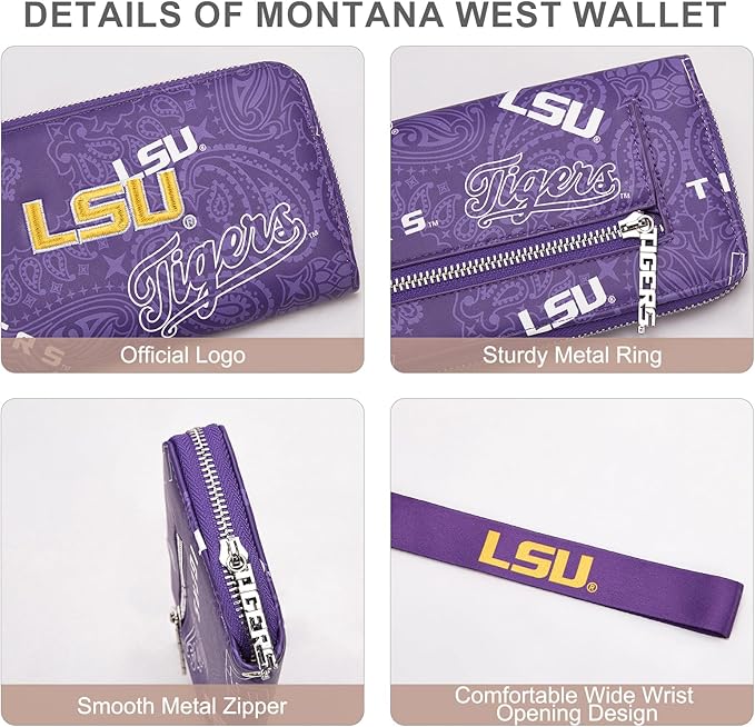 Official LSU Tigers Wristlet Purse for Women - NCAA Licensed Game Day Clutch Wallet with RFID Blocking | Perfect Graduation Gift for Daughter, Sorority, Alumni NC-LSU011PP