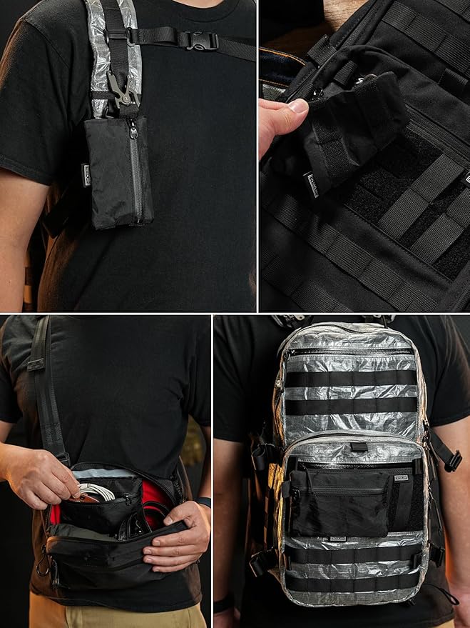 TACTICAL GEEK Storage A5 EDC Storage Pouch Set, Molle EDC Gadget Pouch, Multi-Functional Utility Small Tool Pocket for Daily Carry (Light Black)