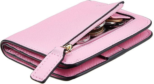 Toughergun Women’s Small Slim Leather Wallet with RFID Protection, Compact Bifold Mini Purse with Clear ID Window
