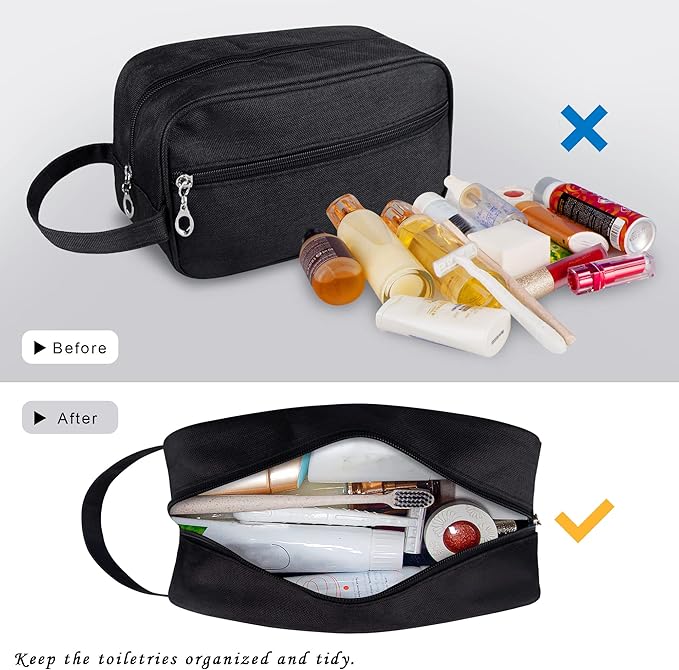 Toiletry Bag, Large Capacity Travel Bag for Toiletries, Waterproof Oxford Fabric Toiletry Organizer for Travel, Business Trips and Daily Use, Travel Essentials for Men or Women (Black)