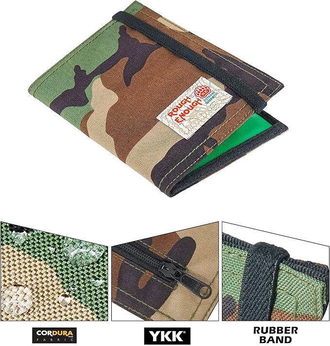 Rough Enough Passport Holder Wallet Cover Case Men Women Kids Family for Travel Vacation Trip Essential Cordura Camo