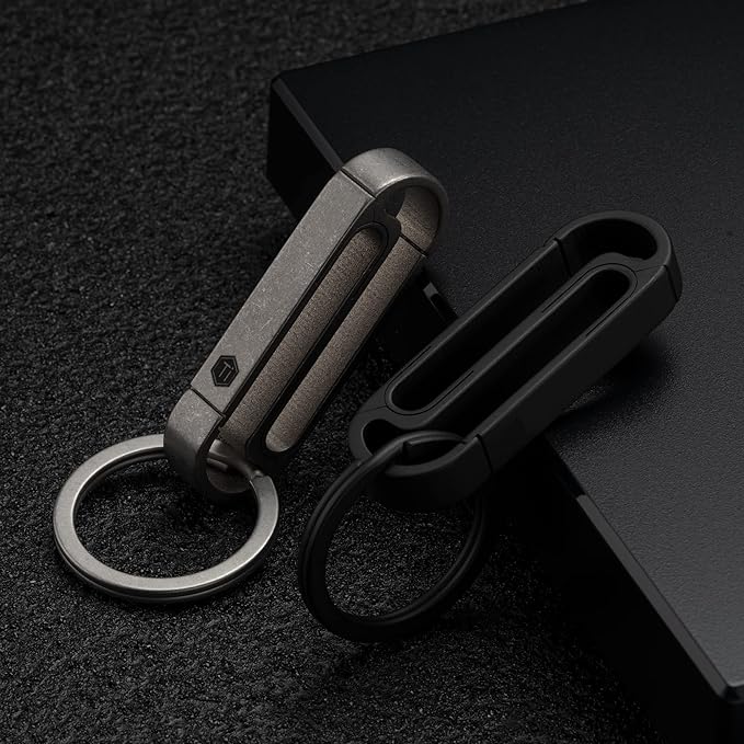 KeyUnity Titanium Key Holder Belt Clip, Double Side Carabiner Keychain For Men