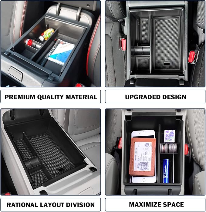 RUNROAD Center Console Organizer Tray Compatible with Hyundai Tucson Limited Hybrid 2022-2024 and Santa Cruz 2022-2024 Accessories with Automatic Transmission (SEL Only for 2022-24 Hybrid SEL), Black