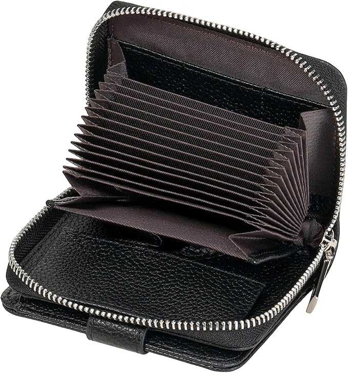 GAEKEAO Women's Leather Wallet RFID Blocking Card Holder with Many Compartments Small Purse with Zipper Key Chain Wallets