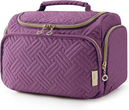 BAGSMART Travel Toiletry Bag for Women, Cosmetic Bag Makeup Bag Organizer with Handle, Travel Bag for Toiletries, Travel Accessories, Full Sized Container