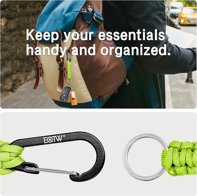 EOTW Carabiner Keychain,Paracord Keychain Small Aluminum Clip D Ring for Camping, Hiking, Fishing, Or As A Key Organizer