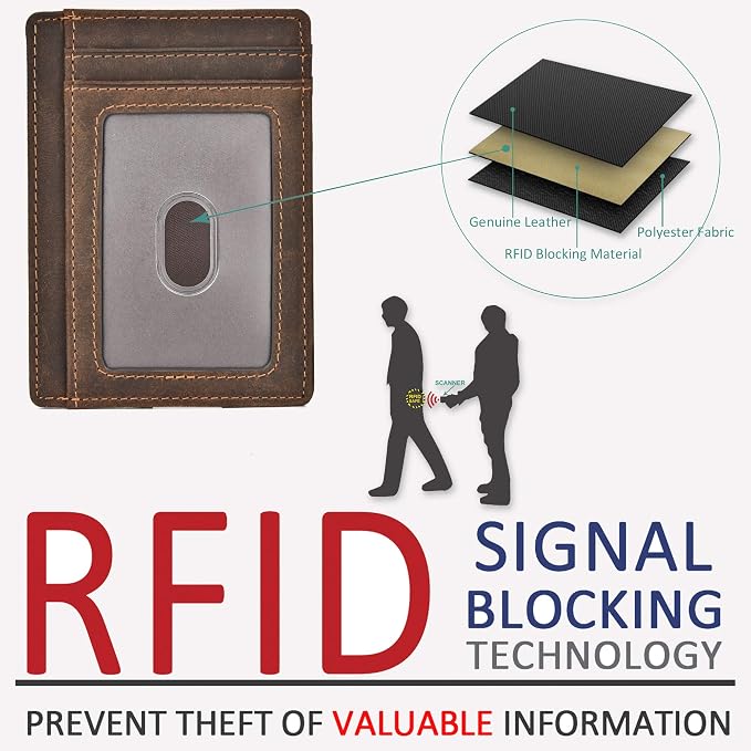 kinzd Slim Wallet RFID Front Pocket Wallet Minimalist Secure Thin Credit Card Holder