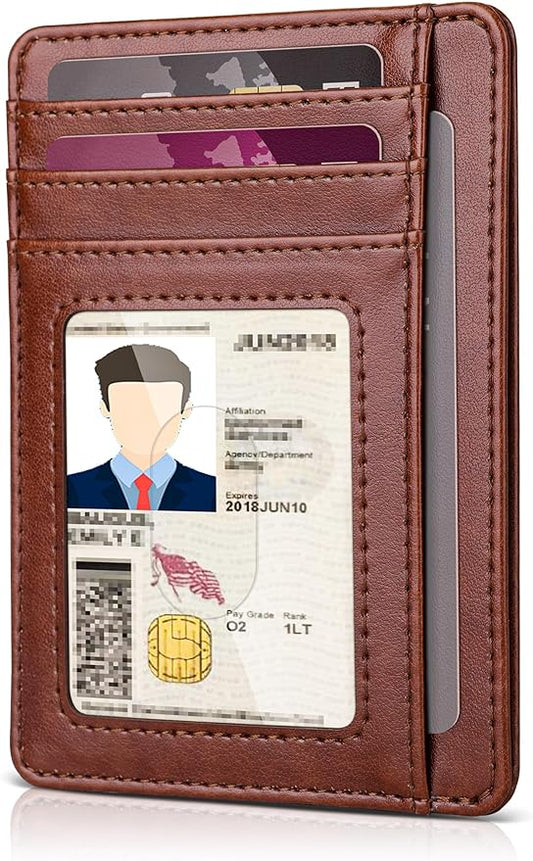 Teskyer Slim Wallet for Men, Minimalist Front Pocket RFID Blocking Leather Wallet Credit Card Holder for Men & Women