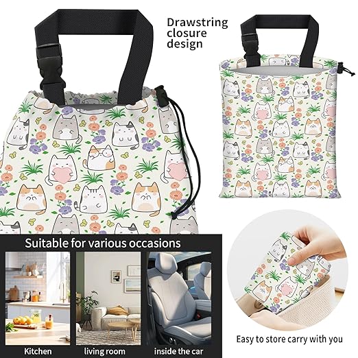 Car Trash Bag Large Hanging Can for Back of Seat, Cute Waterproof Car Garbage Bag for Vehicle, Travelling, Outdoor Cute Cats