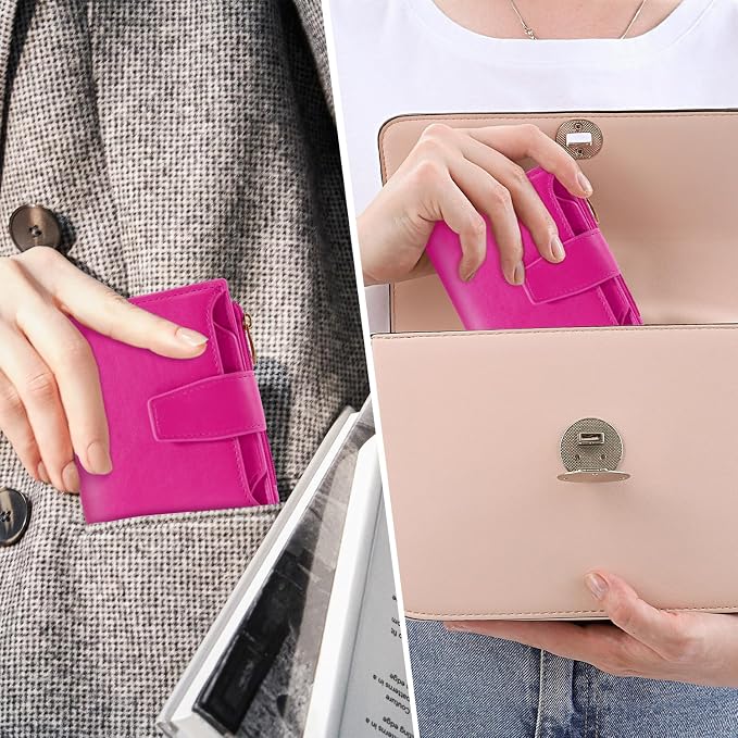 Airkit Small Wallet Women RFID Blocking Soft Leather Bifold Compact Card Holder Wallet for Women with Zipper Coin Pocket 4 ID Window