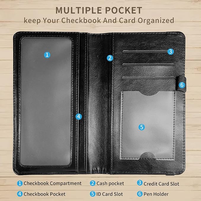 Checkbook Cover for Women & Men PU Leather Checkbook Covers for Personal Checkbook Check Book Credit Card Holder Holder Wallet with RFID Blocking for Duplicate Checks,Cool Wolves Howling at The Moon