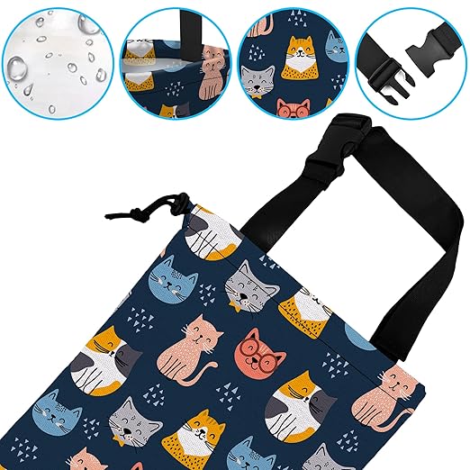 Car Trash Bag Cute Cat Car Garbage Bag Hanging Car Trash Can for Back Seat with Drawstring
