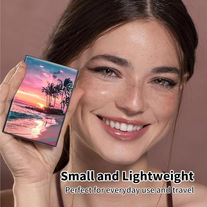 Metal Wallet,Credit Card Holder for Women Men,RFID Blocking Card Holder Wallet Mini Slim Aluminum Wallet ID Case Hard Card Case Business Card Holder Case,Pink Sunset Sea Beach