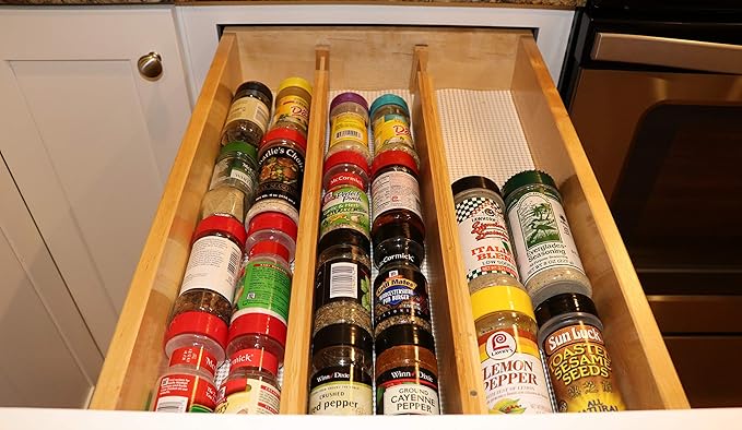 Bamboo Adjustable Drawer Divider Organizers - Spring Loaded, Stackable | Perfect for Kitchen Utensils, Silverware & Knife Drawer Dividers, Desk, Bathroom, and Dresser Drawer Organization (2-Pack)
