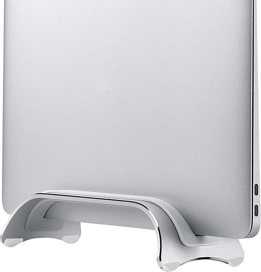 SIIG Aluminum Vertical Laptop Stand Holder, Desk Space Saving, Three Rubber Sizes 0.56", 0.64" & 0.72", Fits MacBook Pro, and Other Laptops to Organize Work & Home Office (CE-MT2R12-S2)