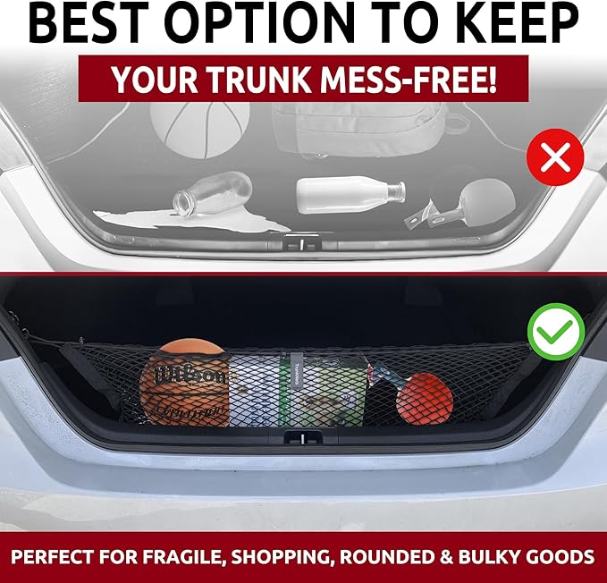 Envelope Style Automotive Elastic Trunk Mesh Cargo Net for Toyota Camry 2018-2026 - Premium Trunk Organizers and Storage - Luggage Net for Sedan - Best Car Organizer for Toyota Camry Hybrid