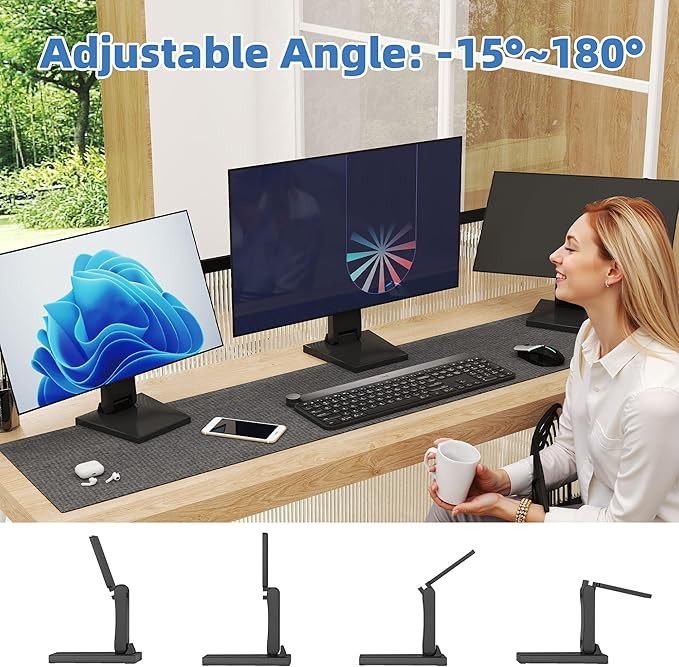 Adjustable Metal Folding Monitor Bracket for Touch Screen Desk Mount with VESA Hole 75x75mm&100x100mm All in Single PC Stand (Black)