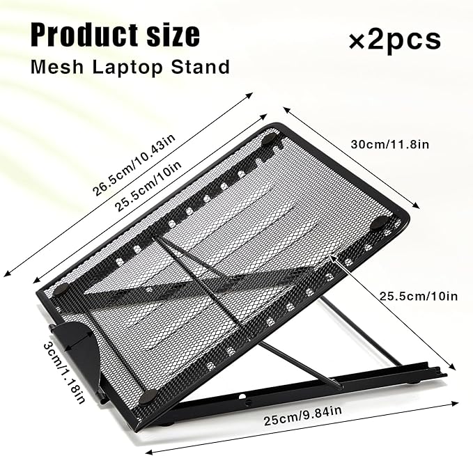 2 Pcs Mesh Laptop Stands 10 Levels Large Adjustable Laptop Riser Holder Computer Stand for Desk Cooling Ventilated Universal Lightweight Ergonomic Tray for Diamond Painting Reading