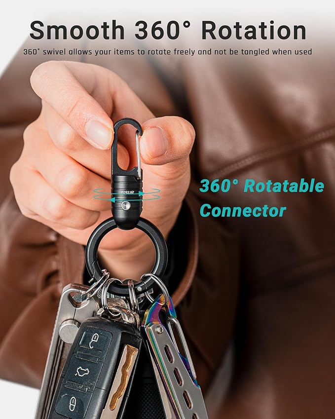 TISUR Magnetic Quick Release Keychain Clip, Small Carabiner Clip Holder,Detachable Key Chain hook with Snap Key Ring for Car