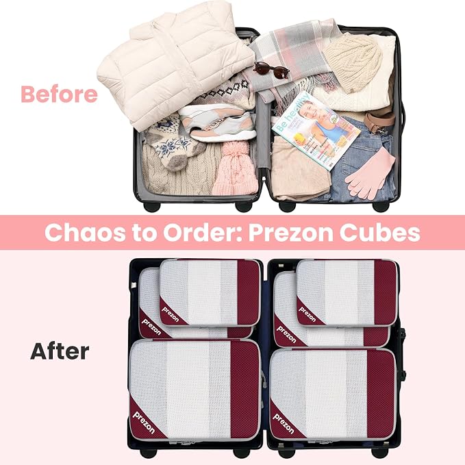 Compression Packing Cubes for Travel, Lightweight Vacation Travel Essentials, Travel Accessories for Suitcase Organizer Bags Set, Durable Luggage Organizer