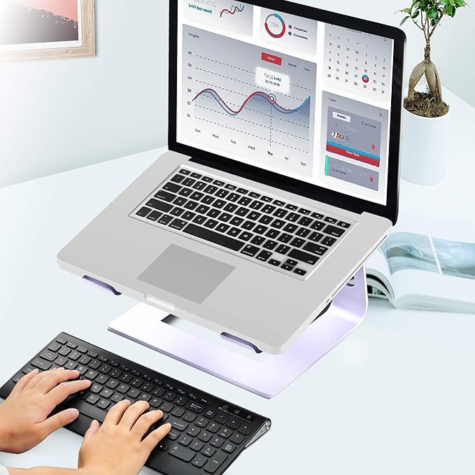 Orionstar Ergonomic Laptop Stand, Premium 5mm Aluminum Riser for 10-15.6 Inch Notebook Computer, Tool-Free Detachable Elevator Holder for Desk Office, Sturdy Riser for Eye-Level Neck Relief (Purple)